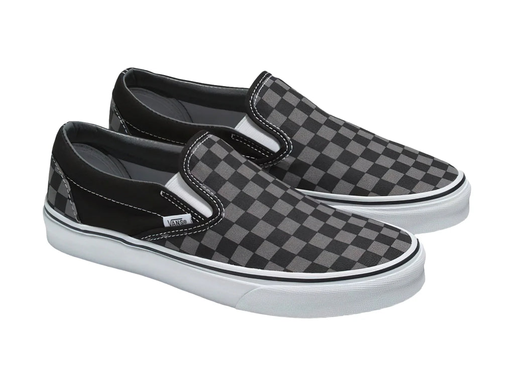Tenis Vans Classic Slip On Negro con Cuadros Gris