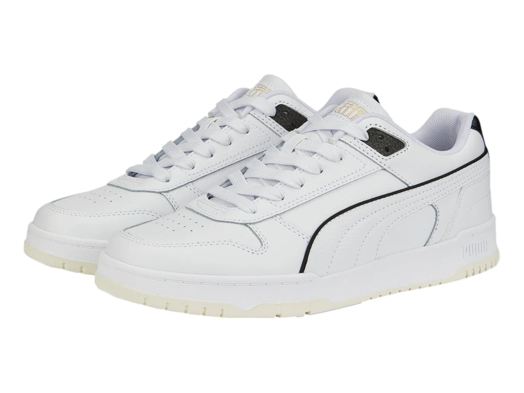 Tenis PUMA RBD Game Low Blanco Negro y Oro para Hombre