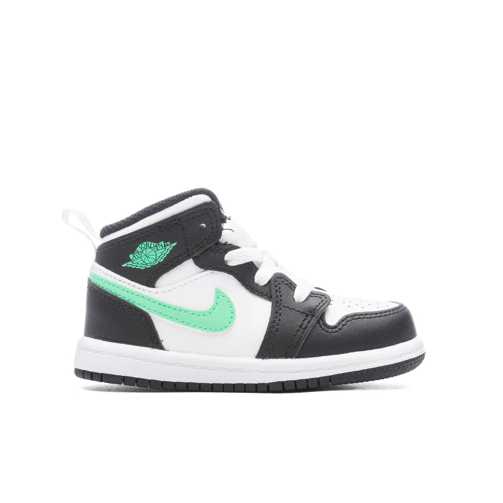 Air Jordan 1 Mid TD White Green Glow Black