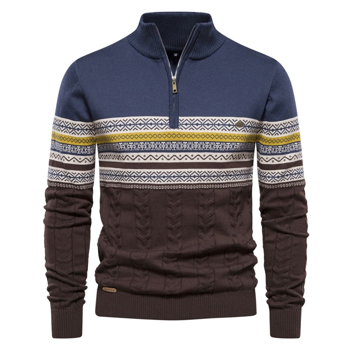 Mens Half Zip Stand Collar Polo Sweater