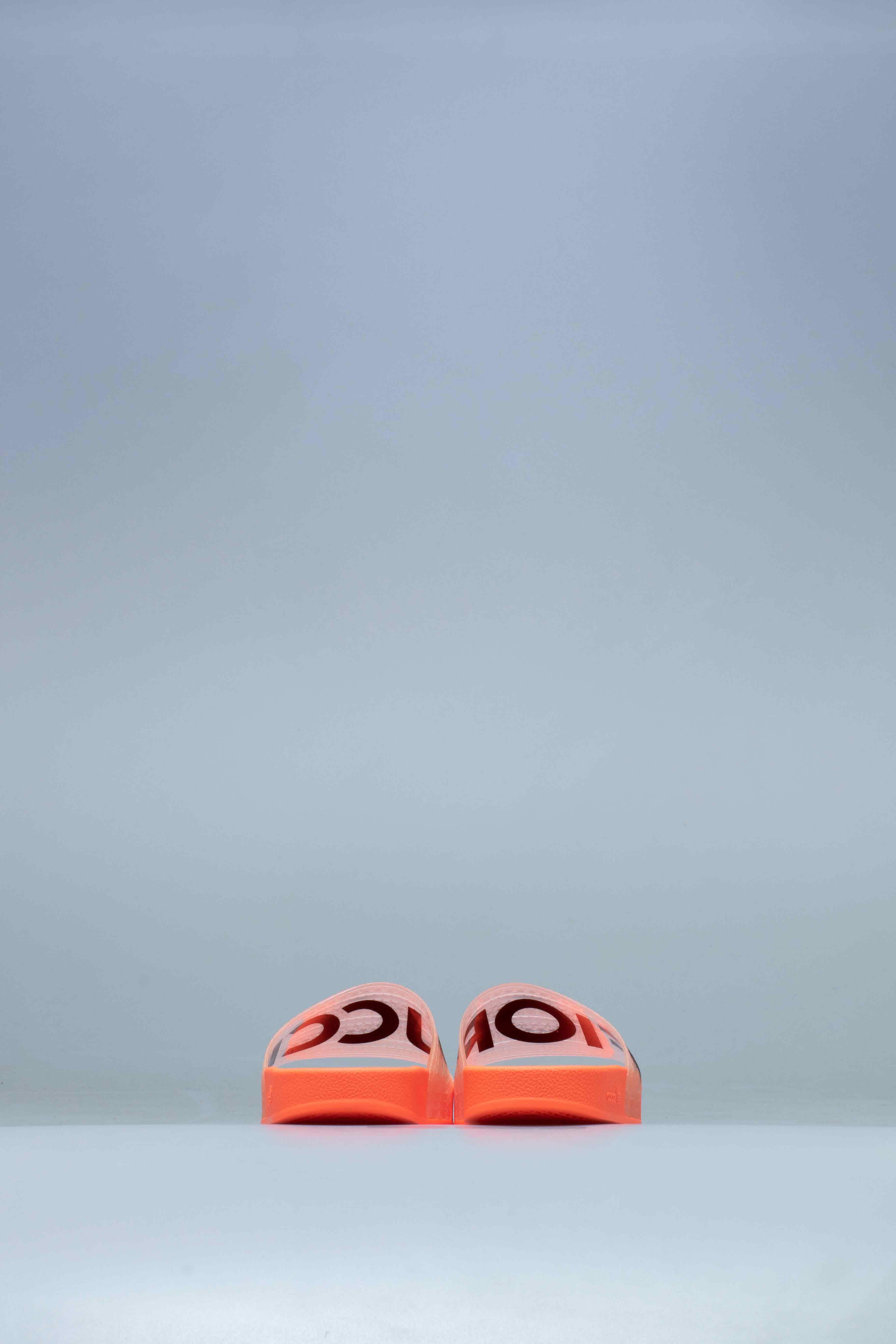 adidas X Fiorucci Adilette Womens Slides Solar Orange Solar Gold Black Red