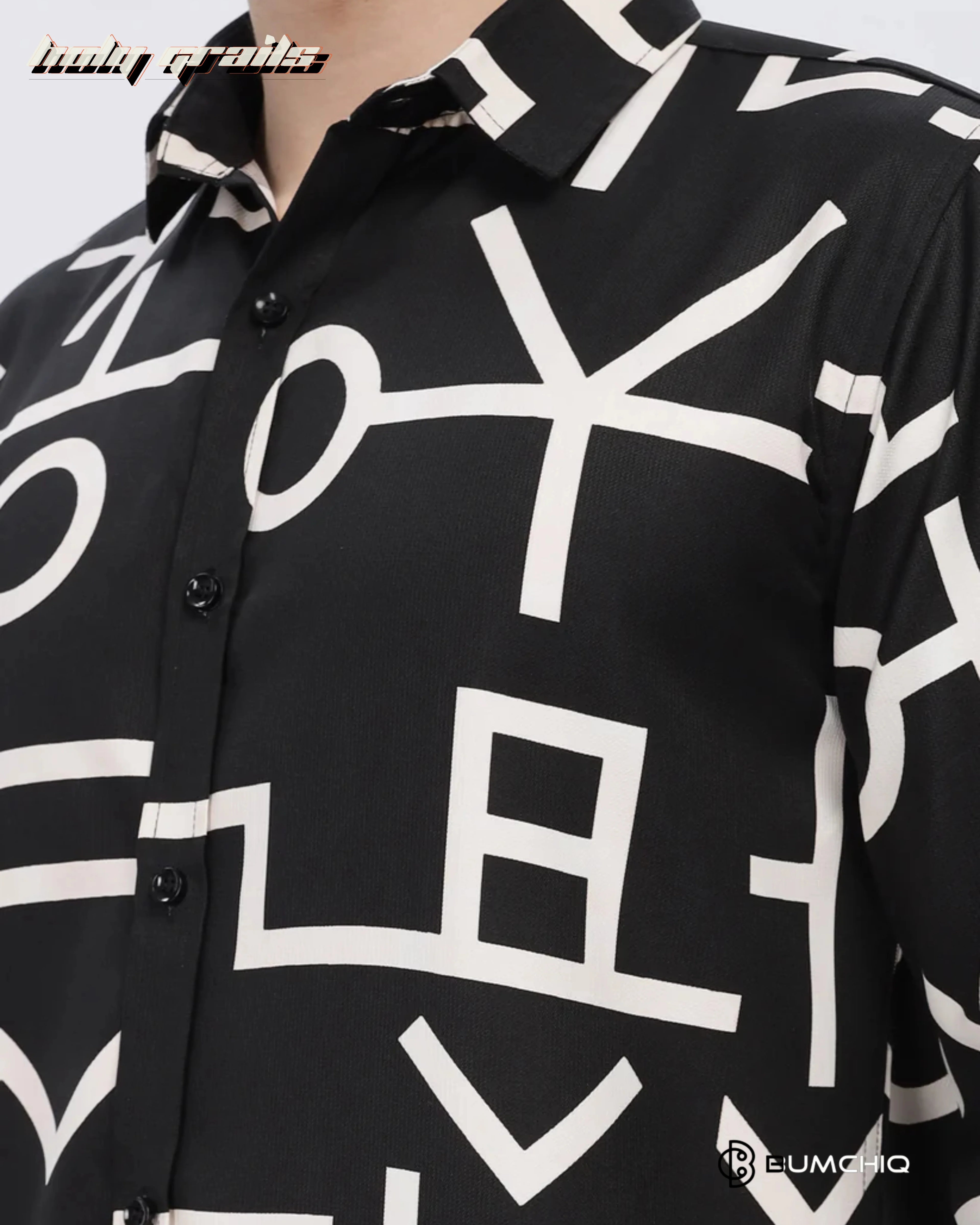 White Abstract Black Shirt HG x Bumchiq