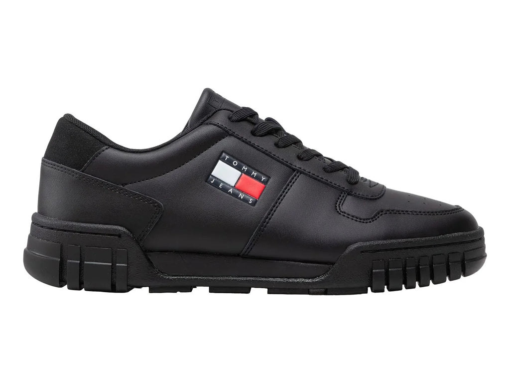 Tenis Tommy Hilfiger Retro Leather Cupsole Negro para Hombre
