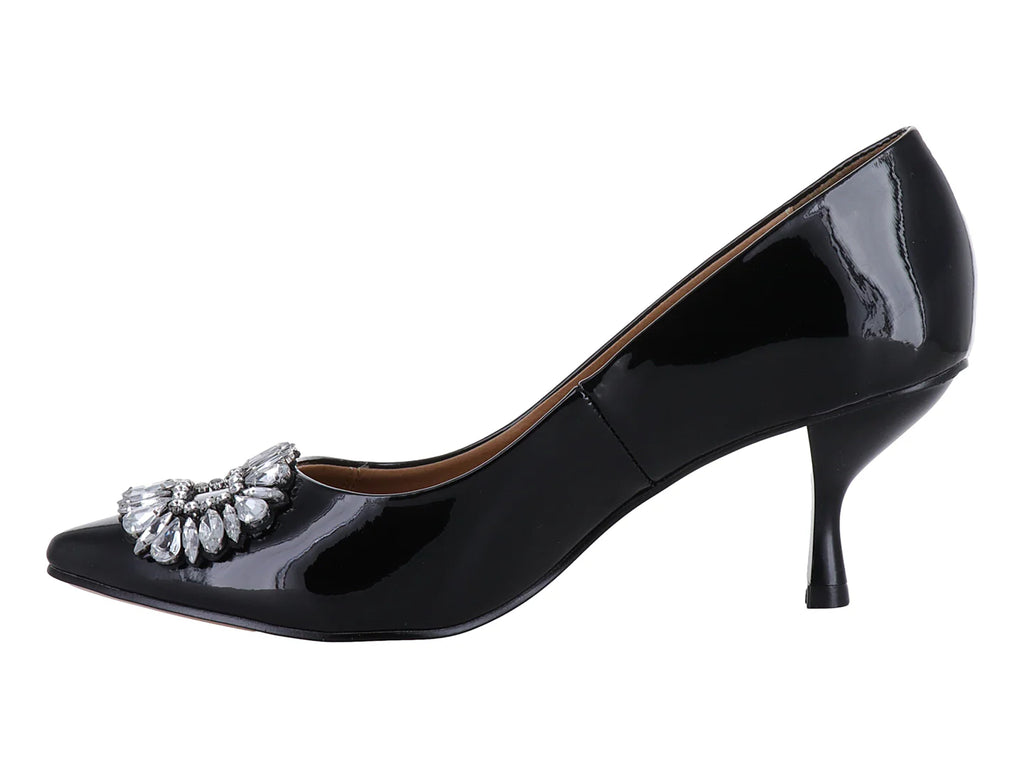 Zapatillas Stiletto Salamandra Charol Negro