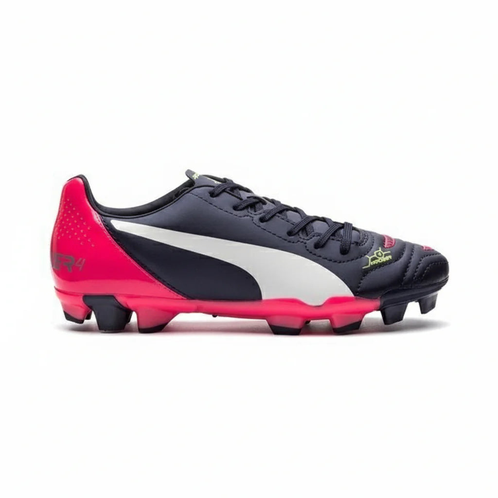 PUMA Evopower 42 FG JR Firm Ground Youth Soccer Cleats Peacoat White Bright Plasma