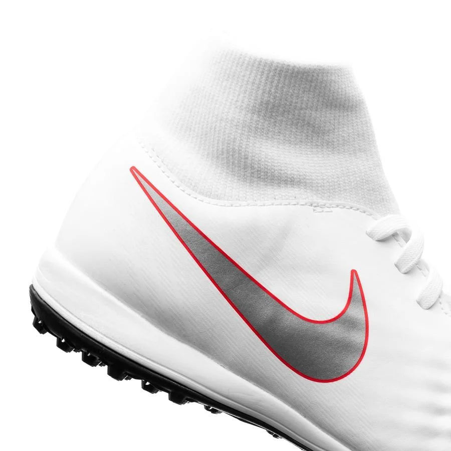 Nike Kids JR ObraX 2 Academy TF Turf Boots White Grey Crimson
