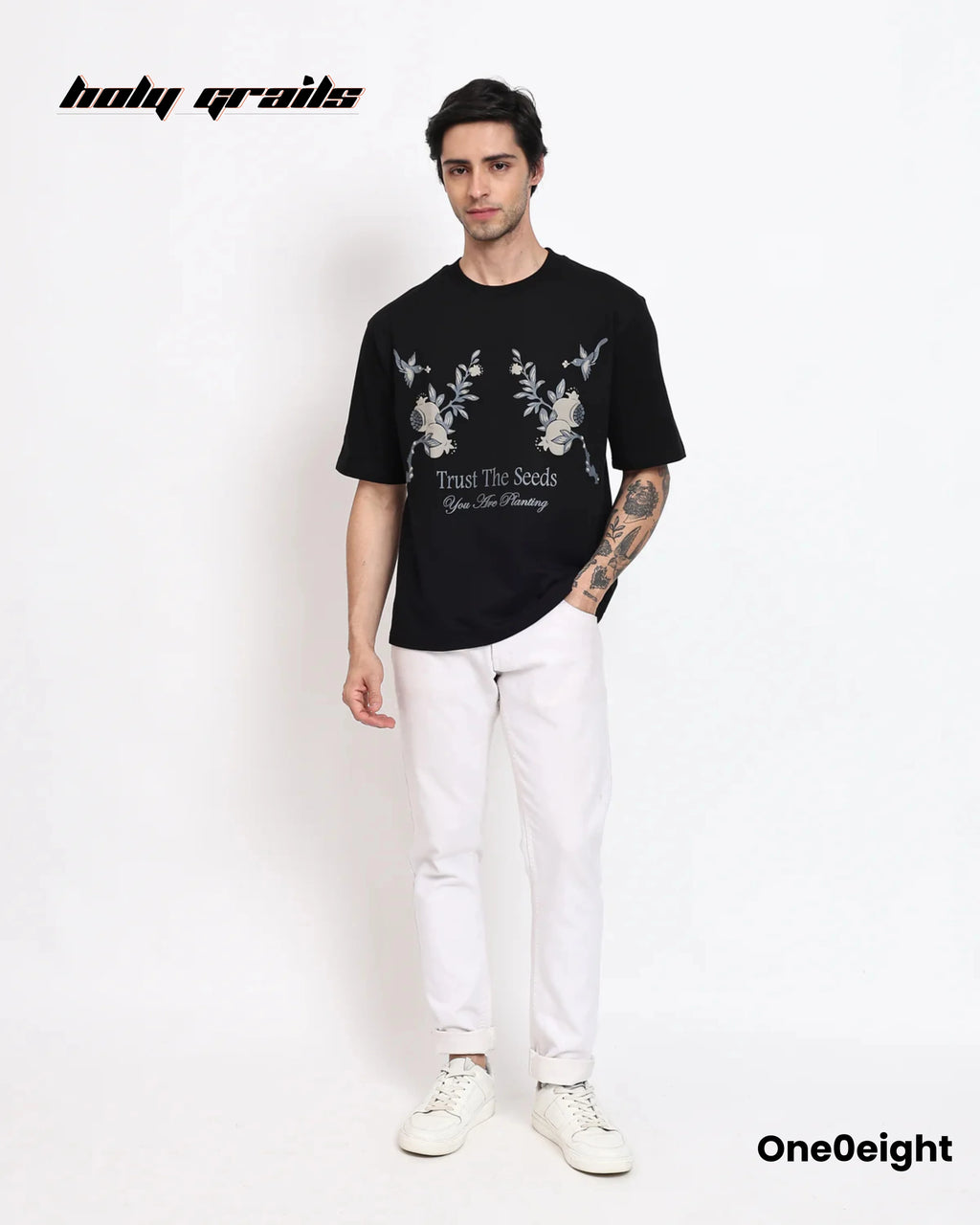 Trust the Seeds Black Oversize Tee HG x One0eight