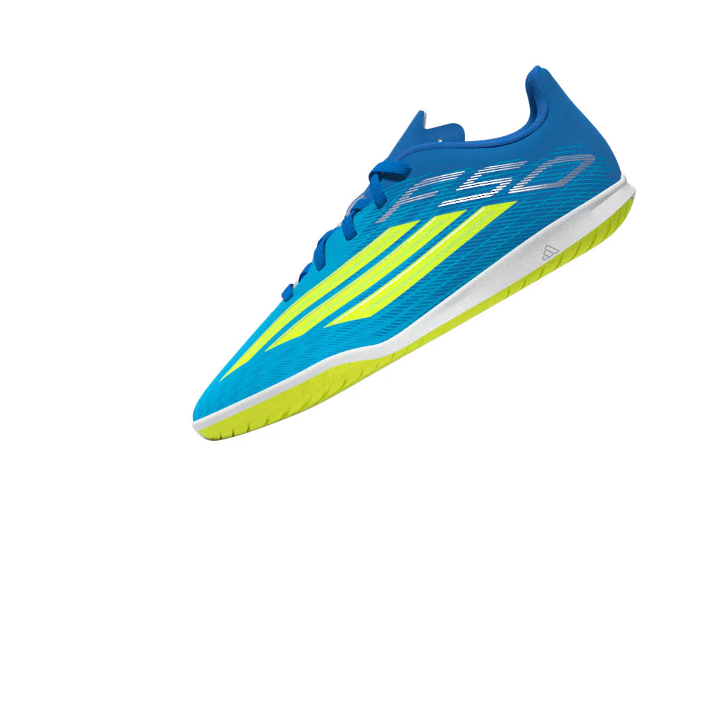 adidas F50 Club IN Indoor Youth Soccer Shoes Blue Yellow Aqua