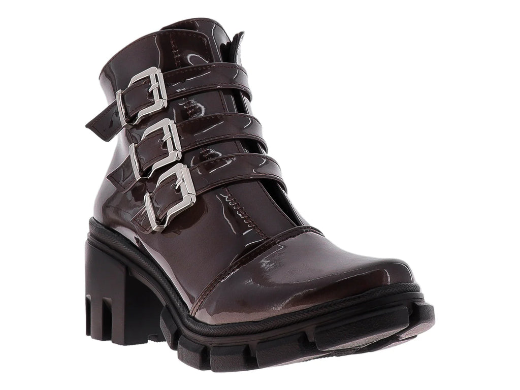 Botines Luna Rosa en Charol Café para Mujer
