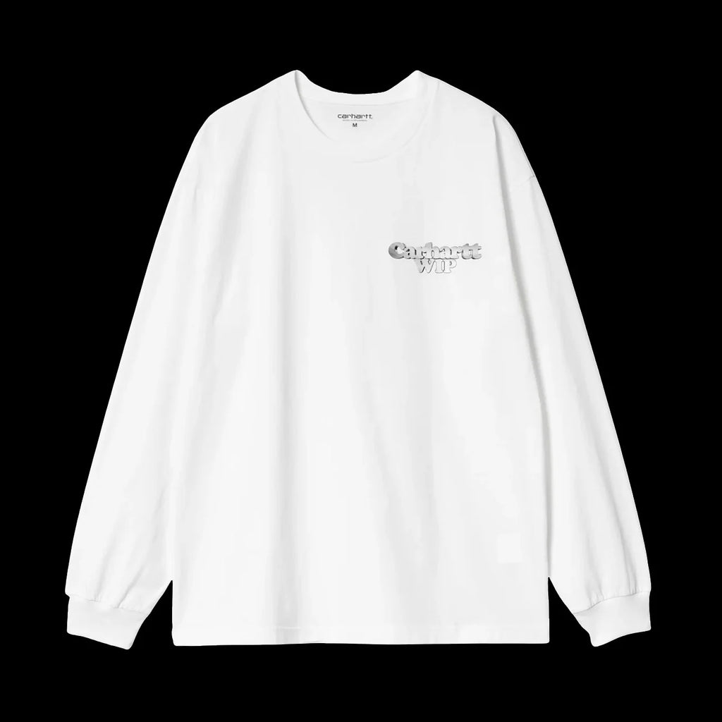 Carhartt WIP L S Chain Link T Shirt White Silver