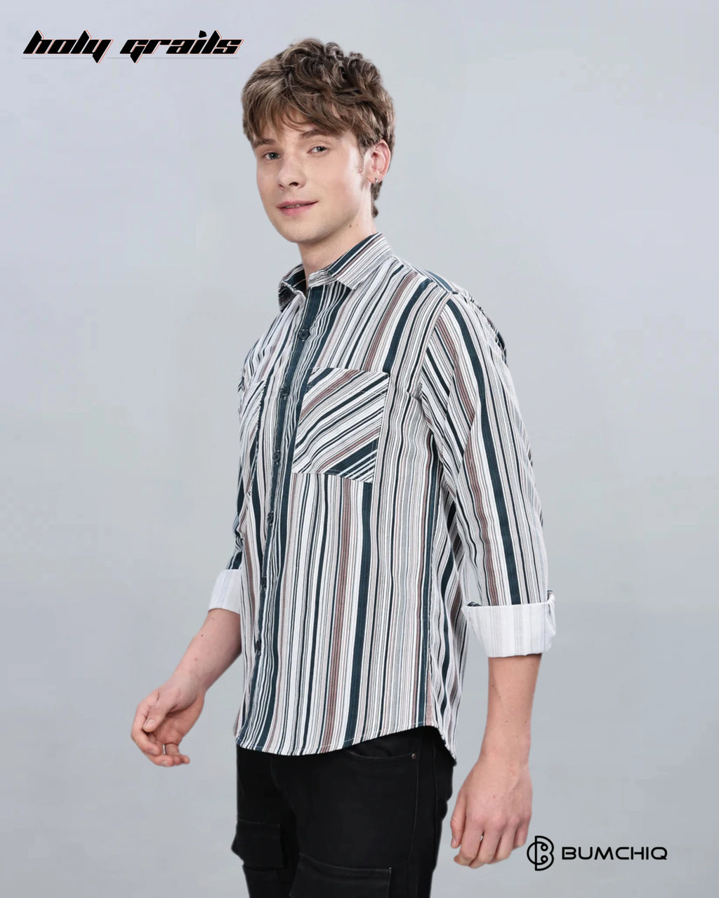 Green Cream Stripes Overshirt HG x Bumchiq