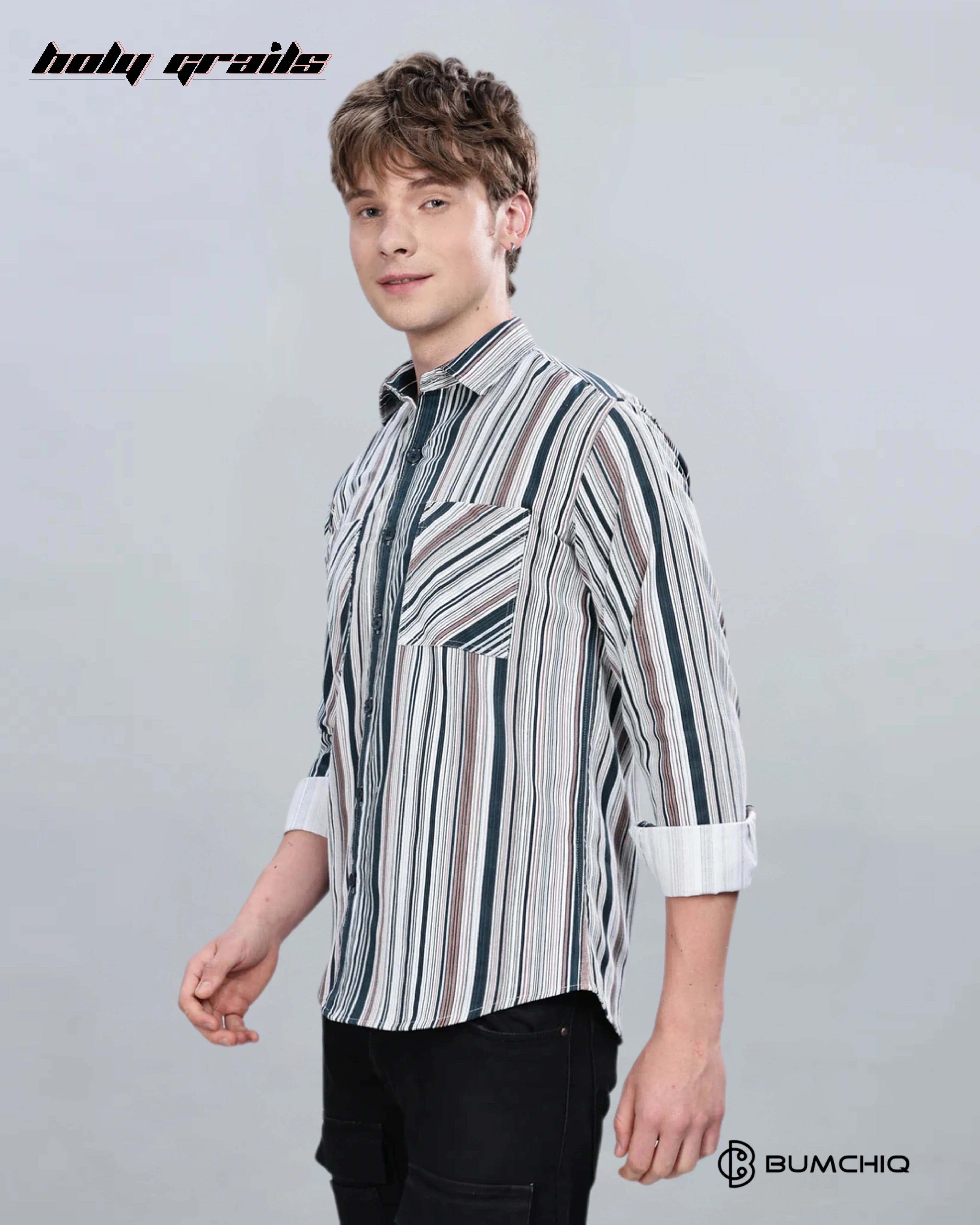 Green Cream Stripes Overshirt HG x Bumchiq