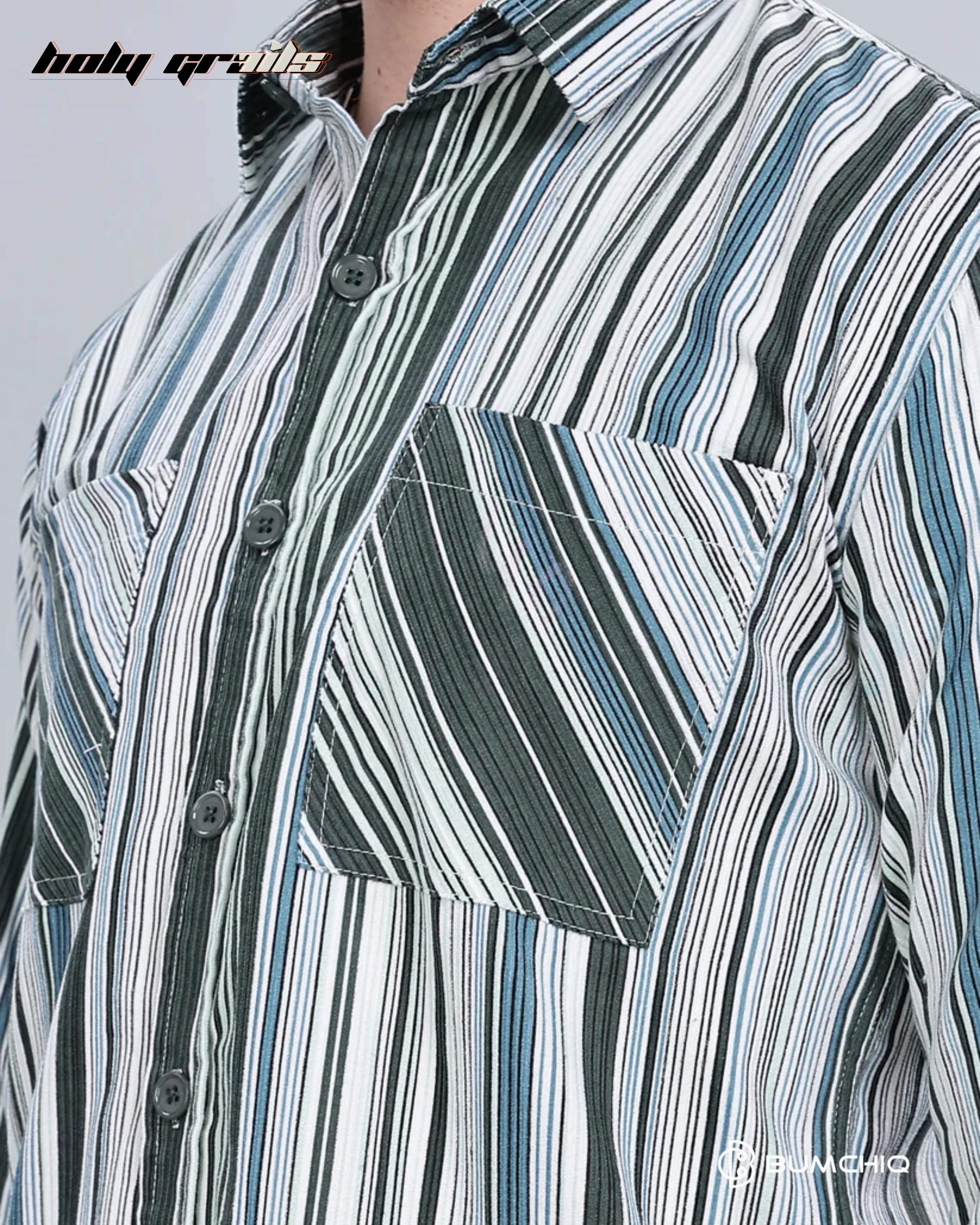 Green Blue Stripes Overshirt HG x Bumchiq