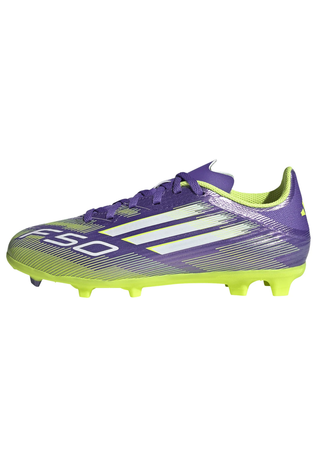 adidas F50 League Firm Multi Ground Soccer Cleats Kids Purple White Lemon