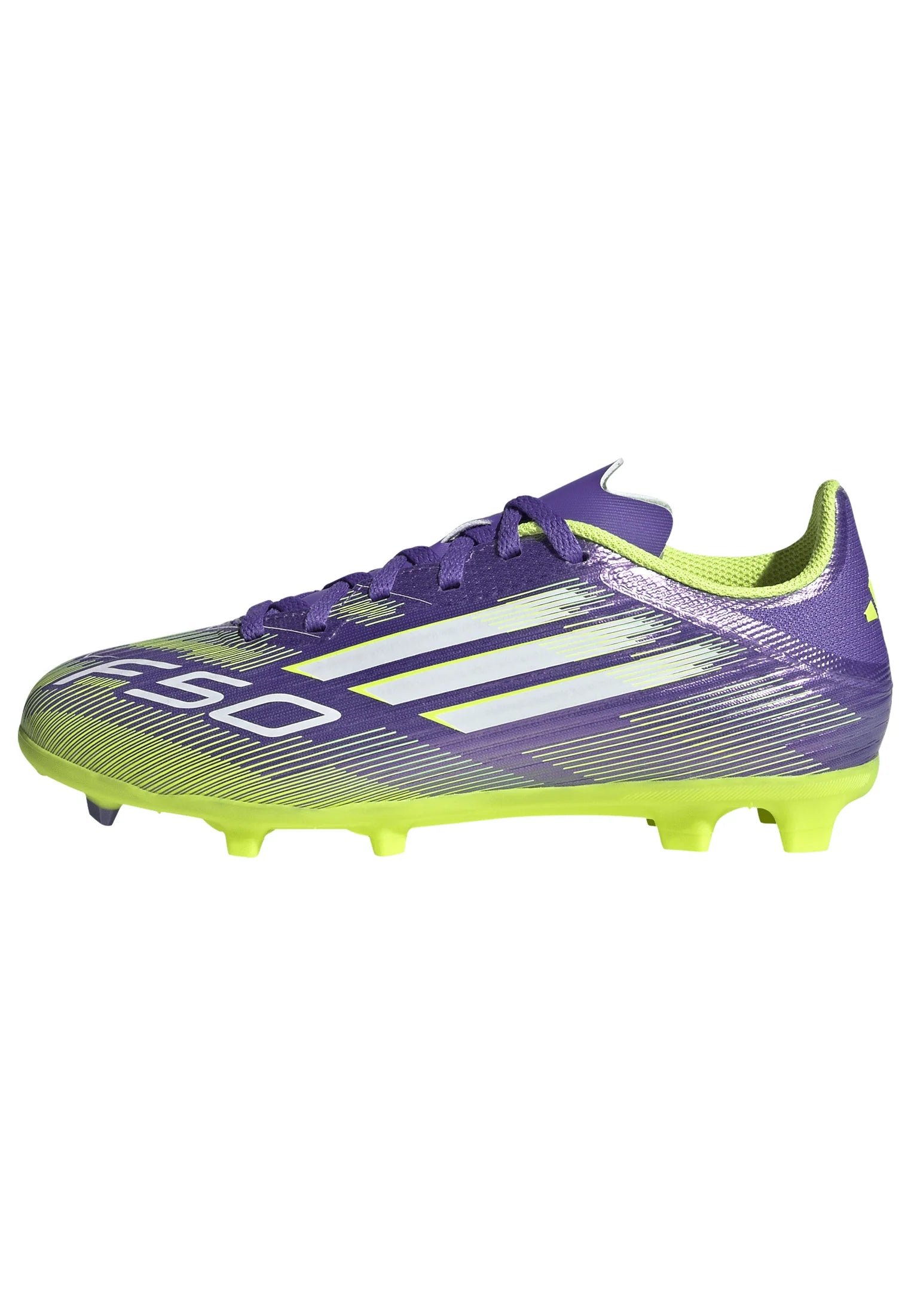 adidas F50 League Firm Multi Ground Soccer Cleats Kids Purple White Lemon