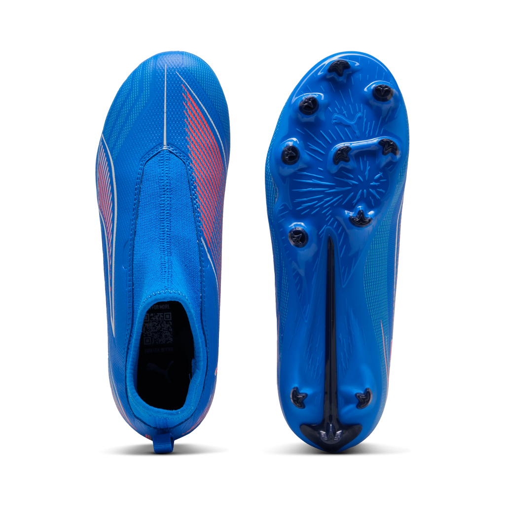 PUMA Ultra 6 Match Laceless FG AG Firm Multi Ground Kids Soccer Cleats Blue White