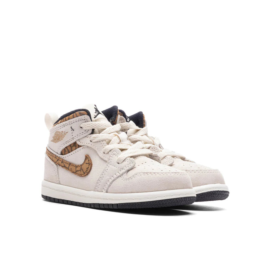Air Jordan 1 Mid TD Light Orewood Brown Metallic Gold White