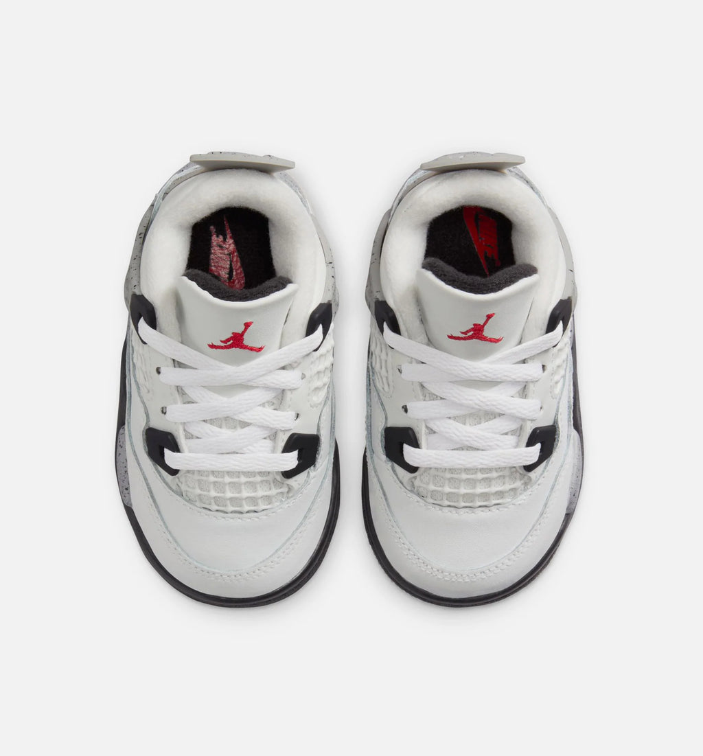 Air Jordan 4 Retro White Cement Infant Toddler Lifestyle Shoe Summit White Fire Red Cement Grey Black