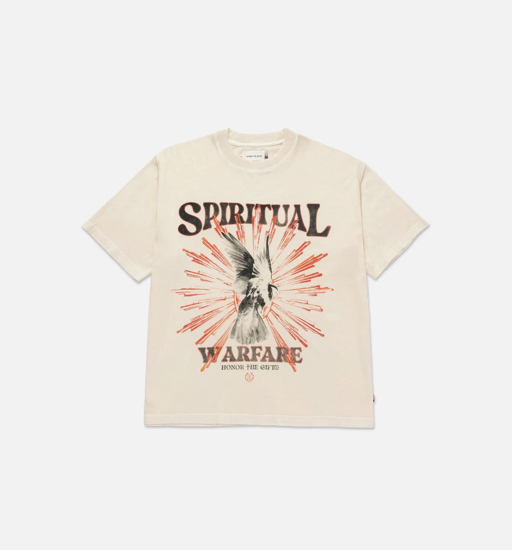 Spiritual Warfare Mens Short Sleeve Shirt Bone