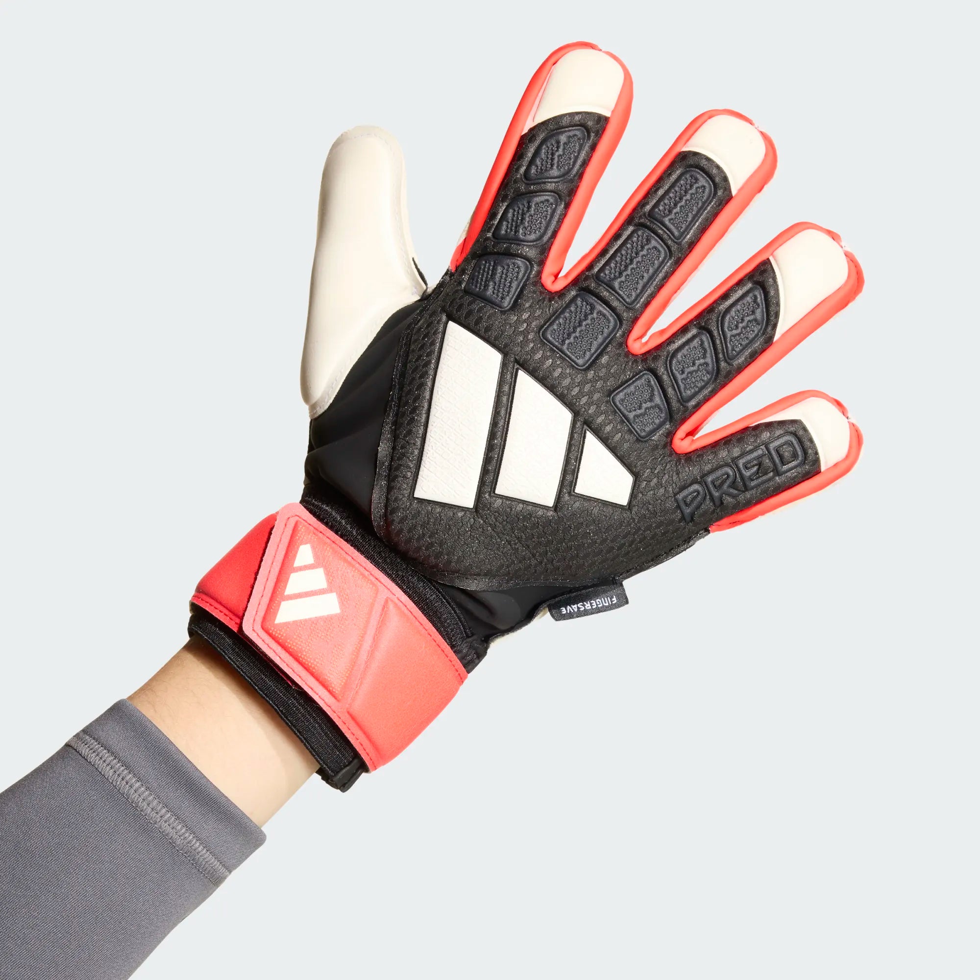 adidas Predator Match Fingersave Goalkeeper Youth Soccer Glove Black Red White