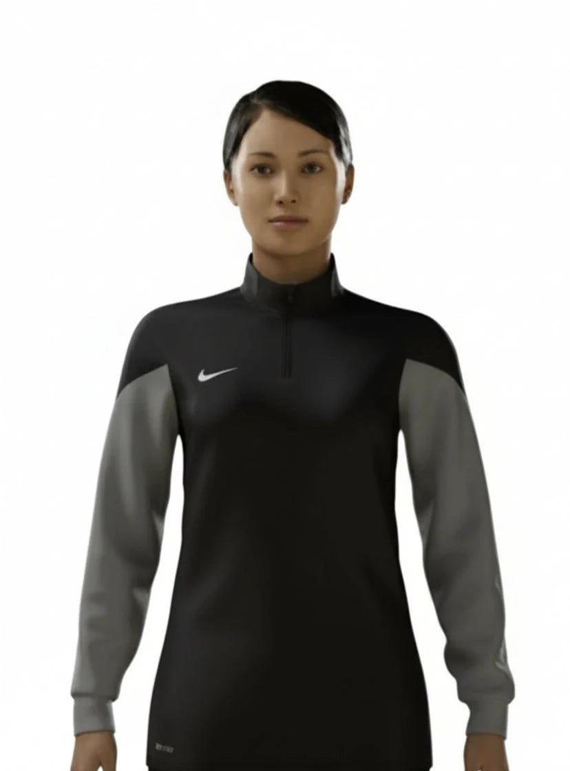Nike Squad 14 Long Sleeve 1 4 Zip Pullover Womens Training Top Black Grey