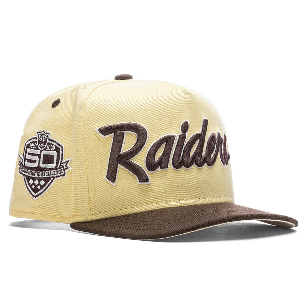 Feature x New Era 9FIFTY A Frame Snapback Las Vegas Raiders Soft Yellow Walnut