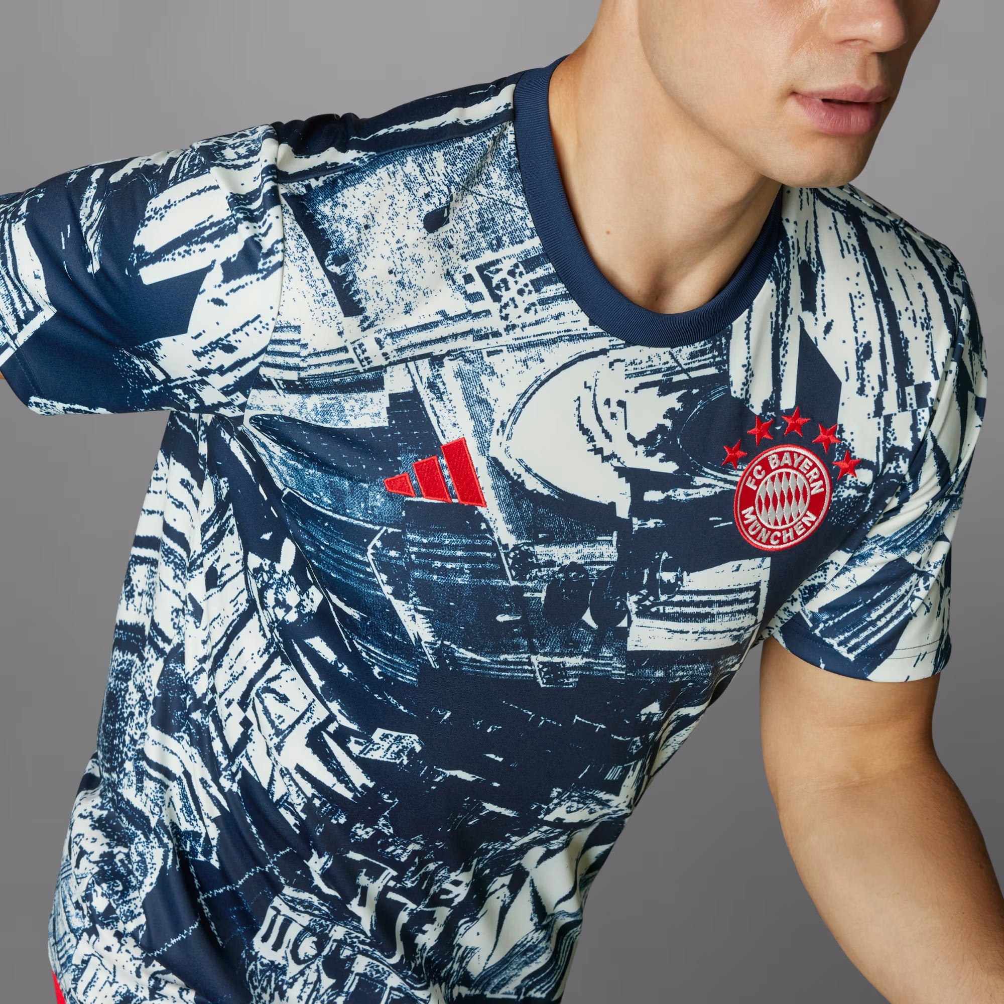 adidas FC Bayern Pre Match Jersey Off White Night Indigo