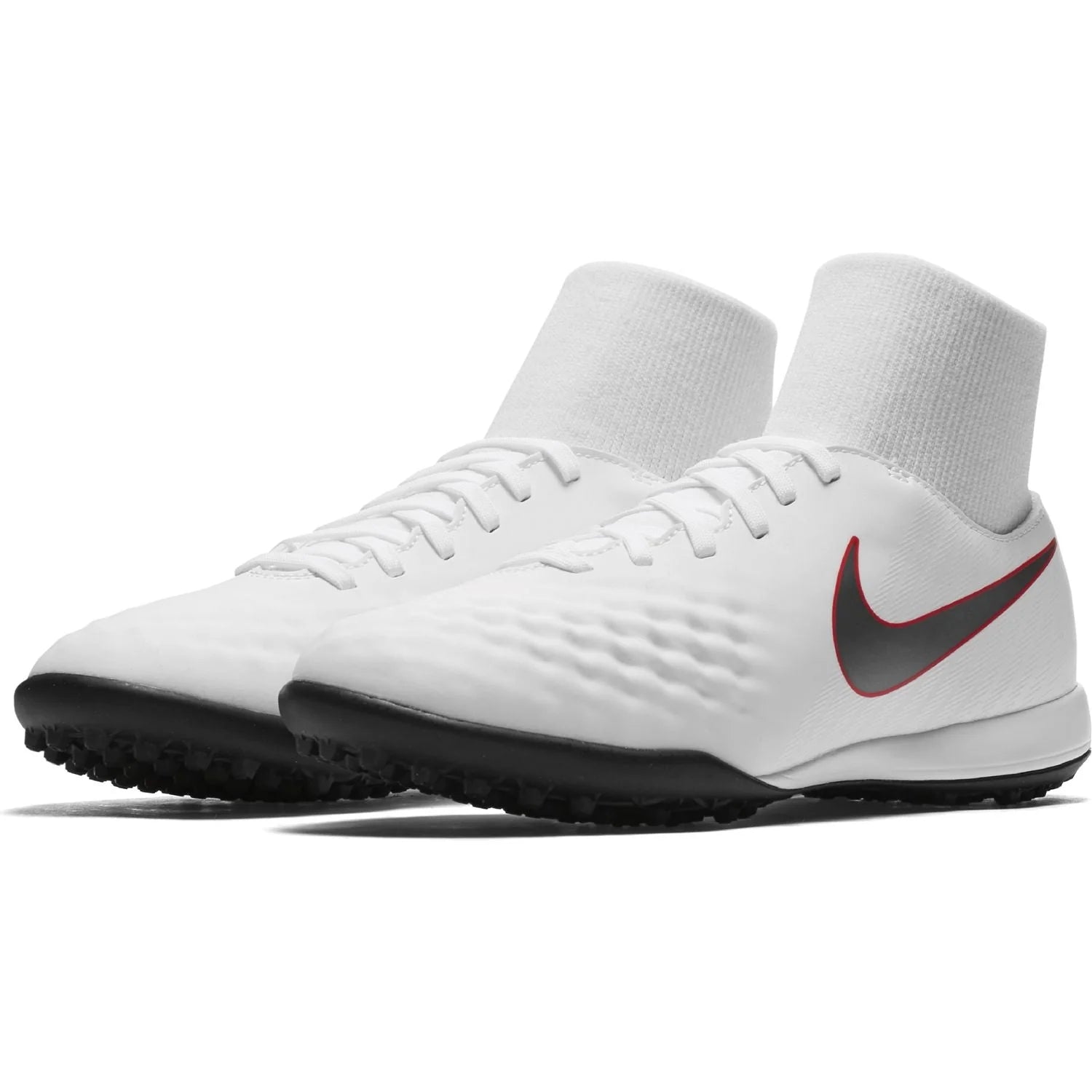 Nike Kids JR ObraX 2 Academy TF Turf Boots White Grey Crimson