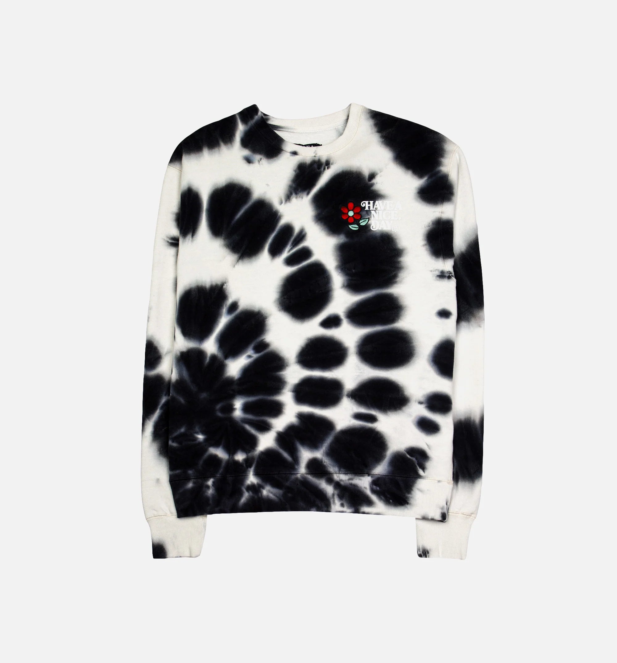 Nice Day Tie Dye Crewneck Mens Crew Black White
