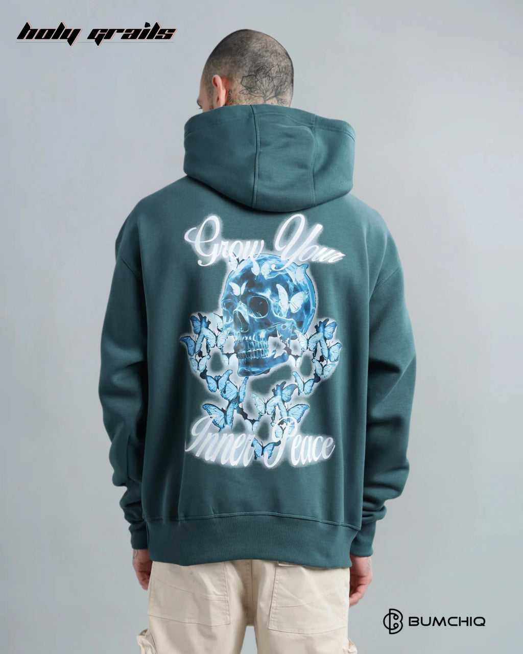 Glowing Skull Dark Teal Hoodie HG x Bumchiq