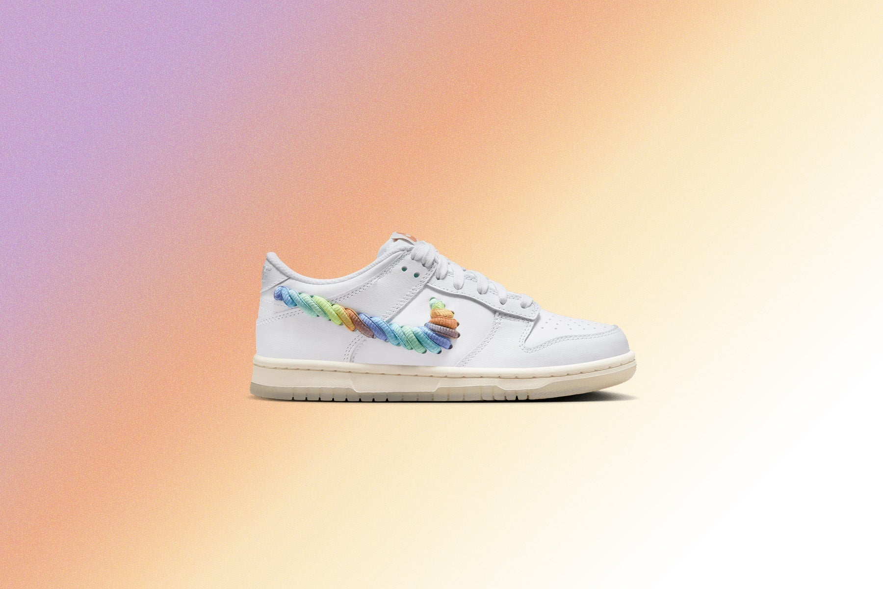 Dunk Low Rainbow Swoosh GS White Multi Terra Blush