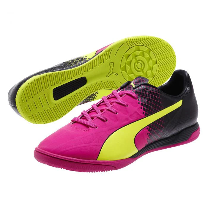 PUMA Evospeed 45 Tricks IT Indoor Football Boots Pink Glo Safety Yellow