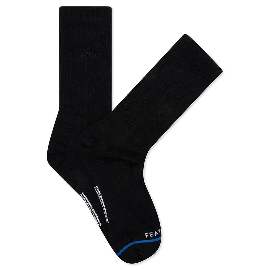 Tonal Script Crew Sock Heather Grey Black White 3 Pack