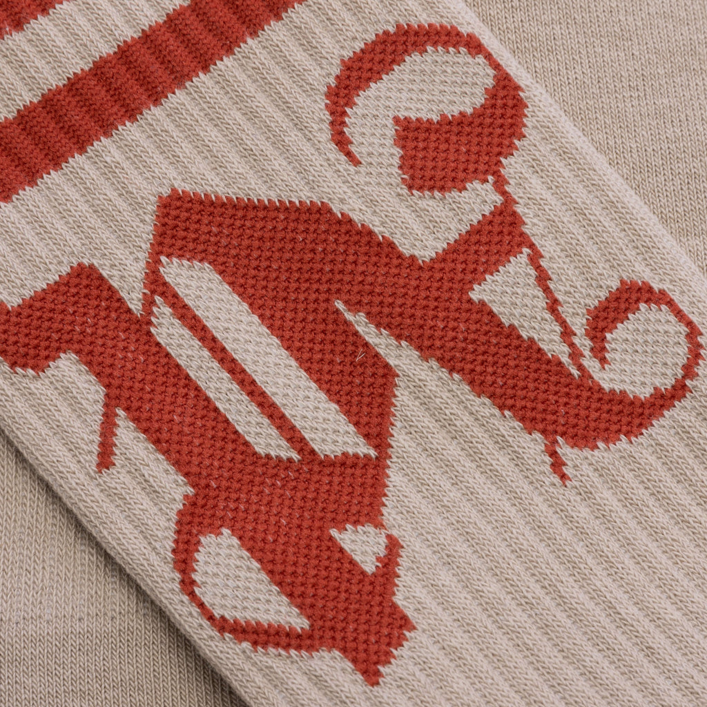 PA Monogram Striped Socks Light Beige Red