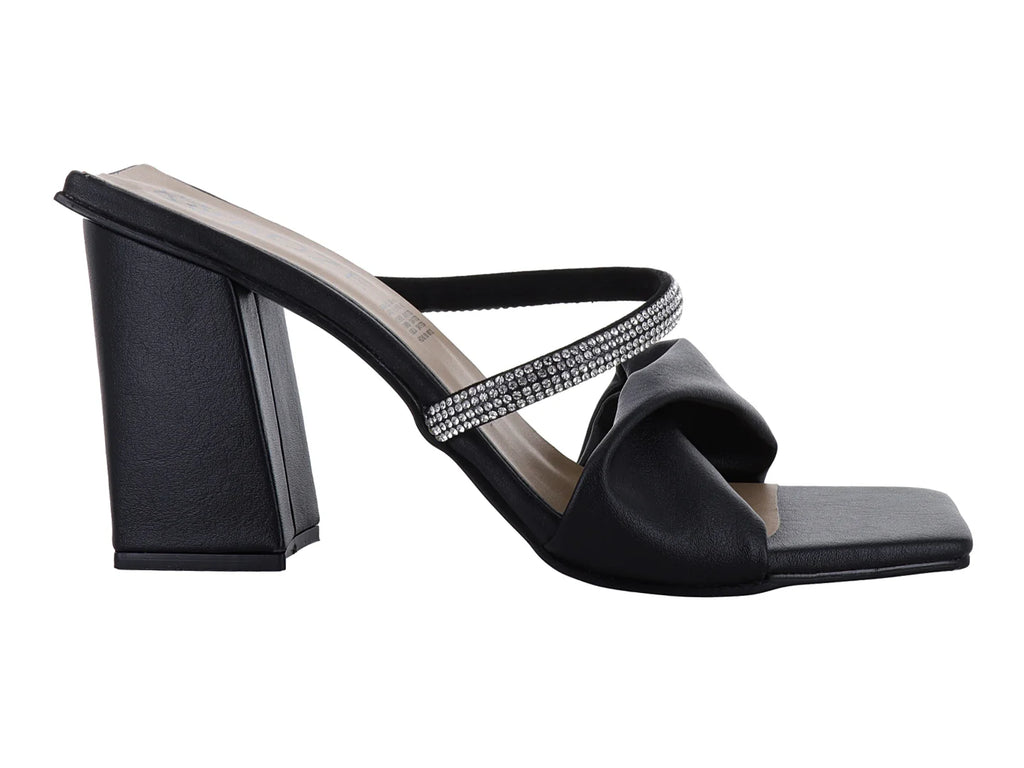 Sandalias Roze Negro con Pedrería para Mujer