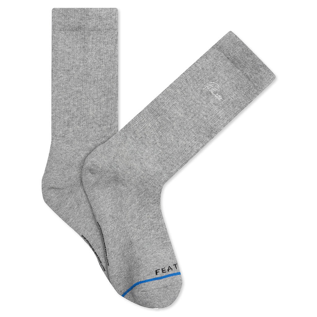 Tonal Script Crew Sock Heather Grey 3 Pack