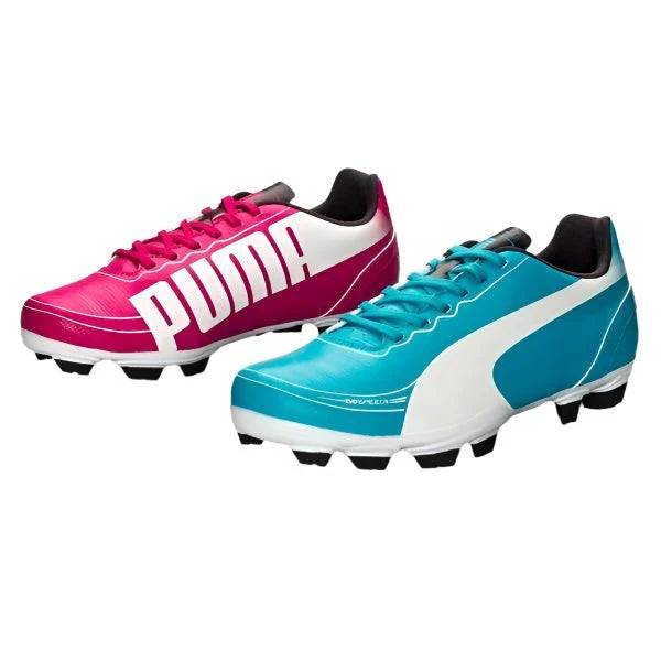 PUMA Kids evoSPEED 52 FG Firm Ground Soccer Cleats Jr Purple Blue Bird White