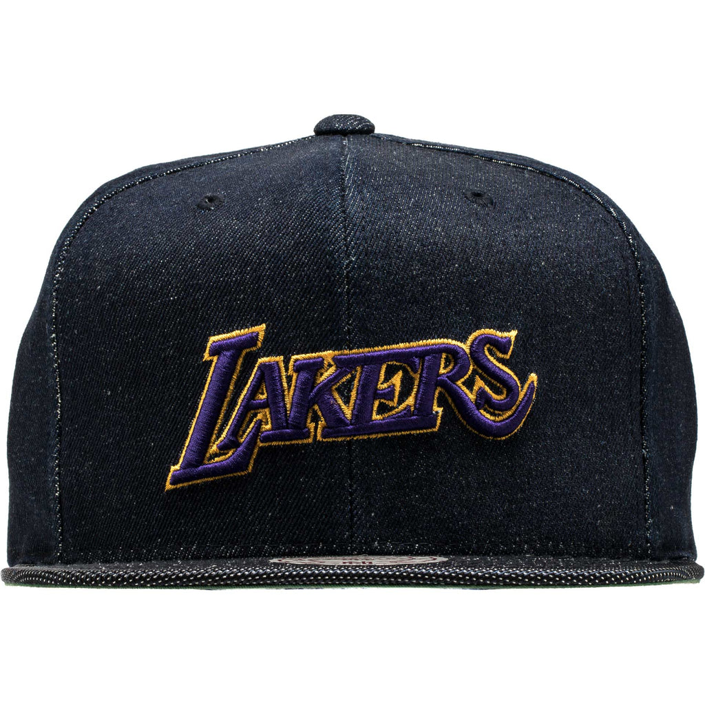 Los Angeles Lakers NBA Raw Snapback Mens Denim Yellow