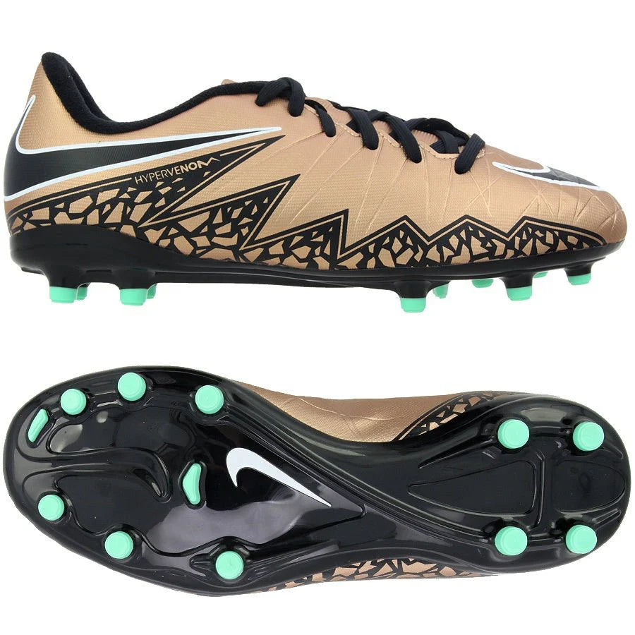 Nike JR Hypervenom Phelon II FG Soccer Cleats Metallic Red Bronce Green