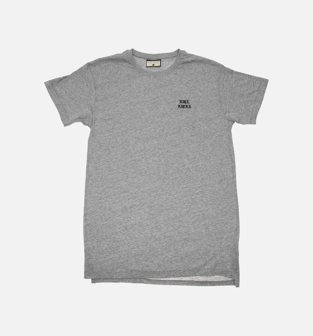 Nice Kicks Chest Print Old Engish Pablo Crew Tee Grey
