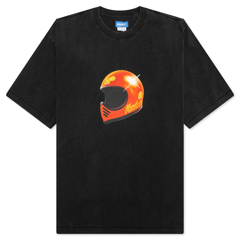 Smiley Full Face T Shirt Washed Black