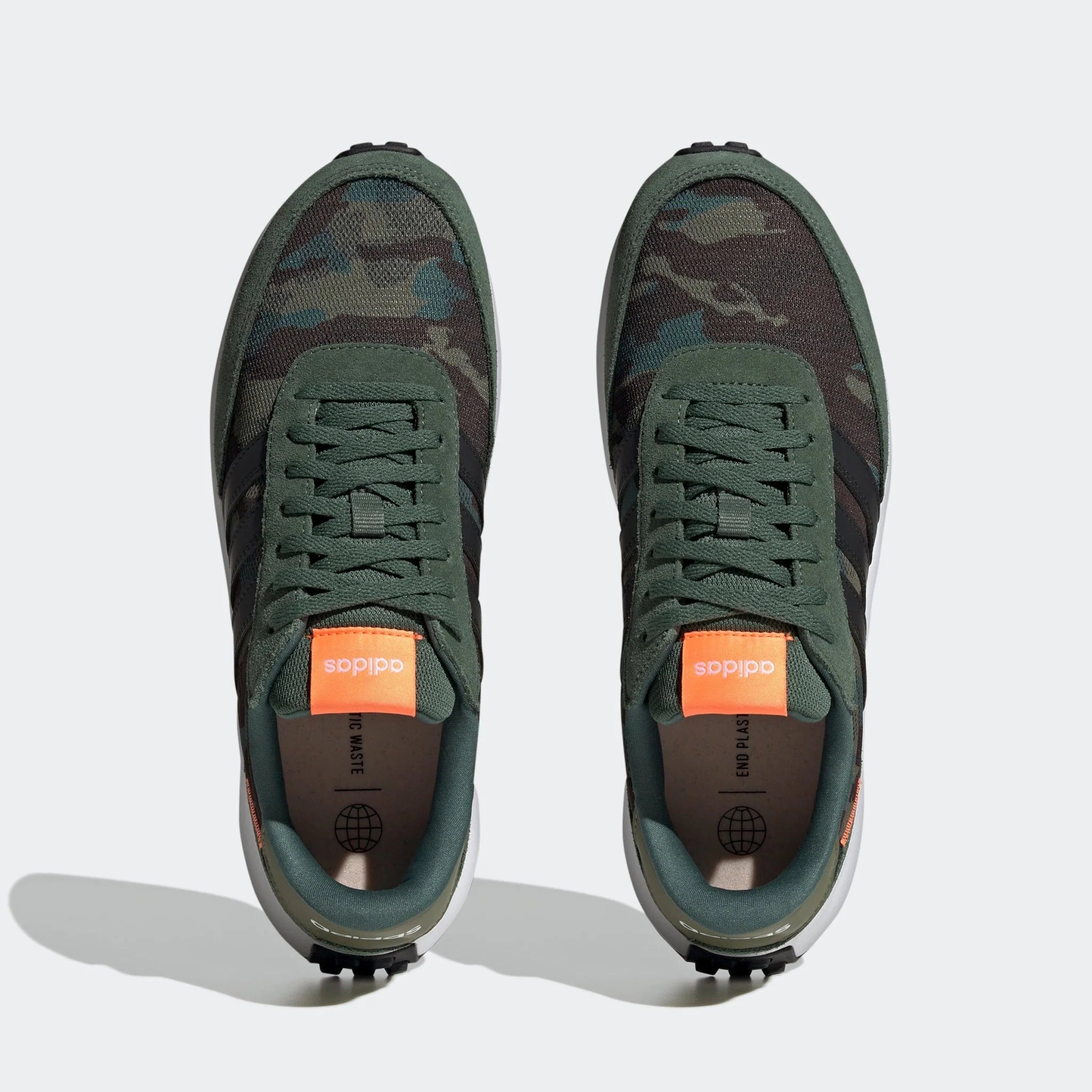 adidas Run 70s Lifestyle Running Shoes Green Oxide Black Screaming Orange