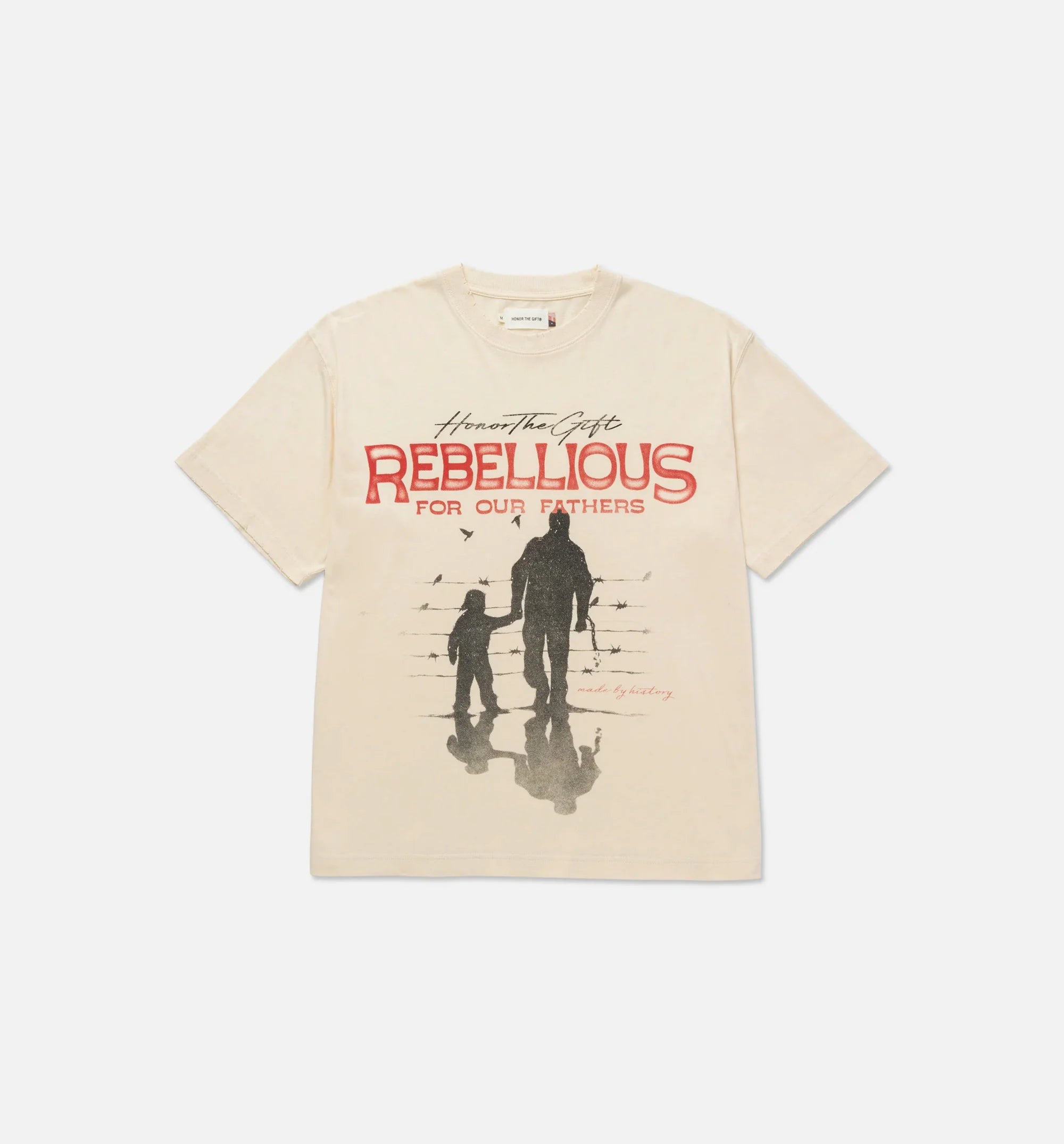 Rebellious For Our Fathers Mens Short Sleeve Shirt Bone Red