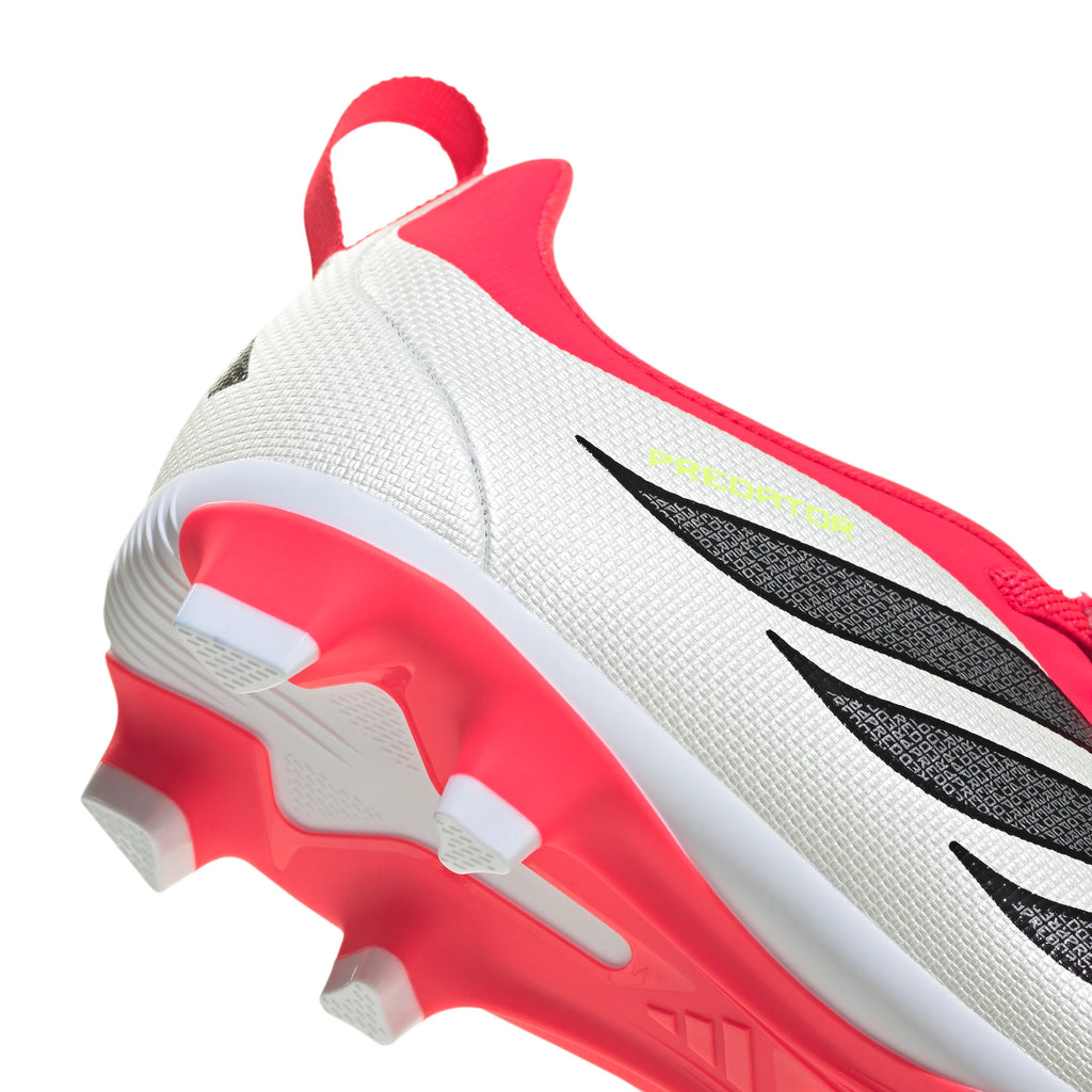 adidas Predator Club Fold Over Tongue Elastic Laces FG MG Youth Soccer Cleats Red Black White