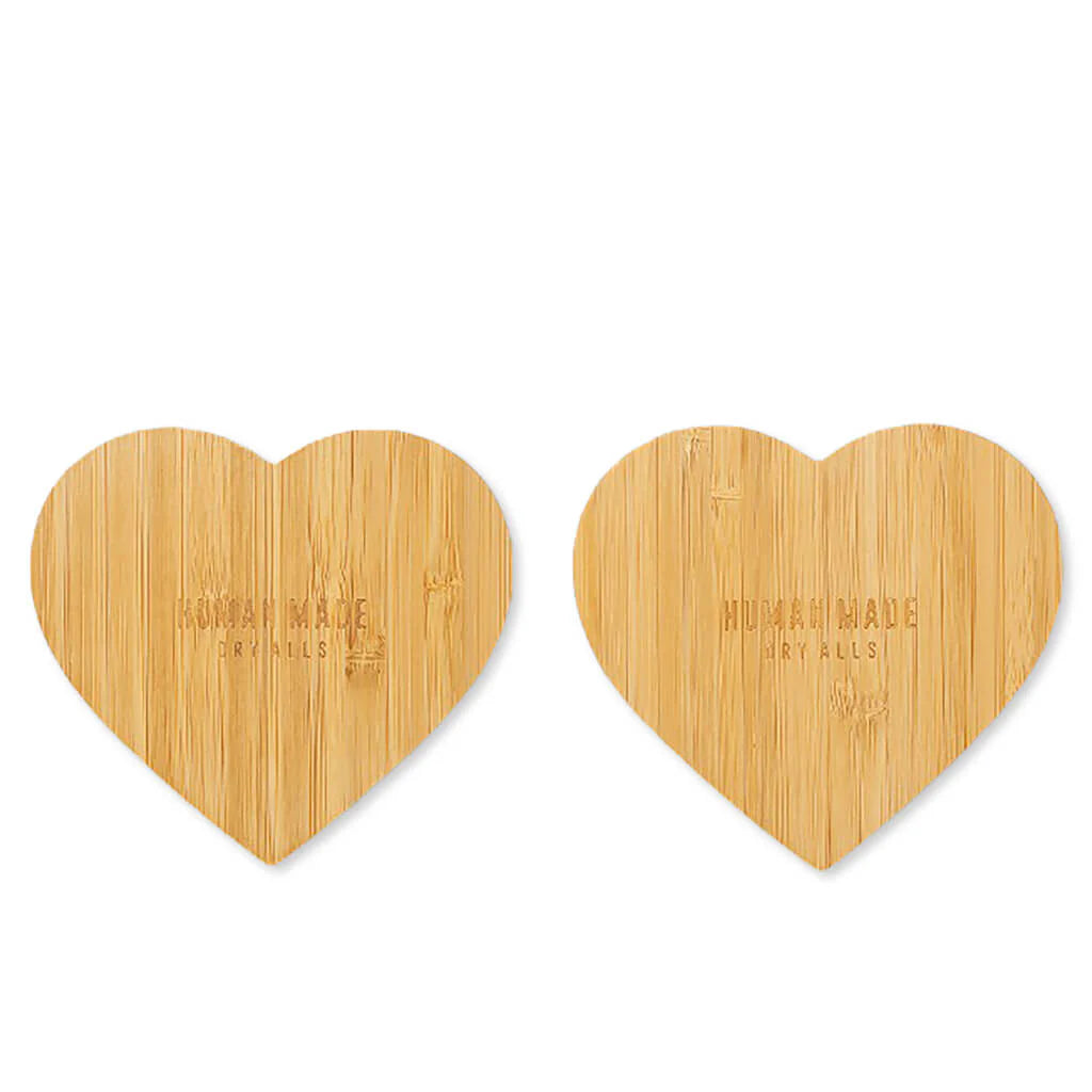Heart Bamboo Coaster 2 Piece Set Beige