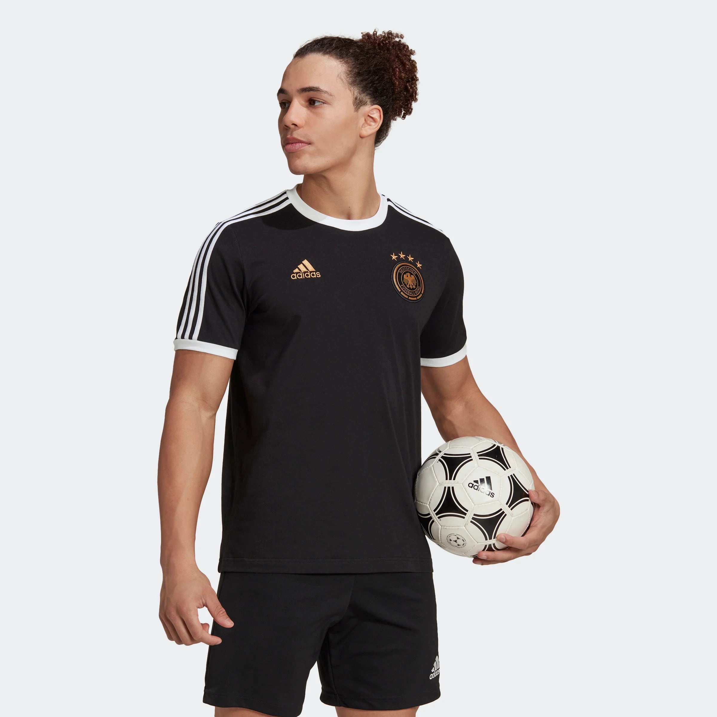 adidas Germany DNA 3 Strpes Mens Soccer T Shirt Black White