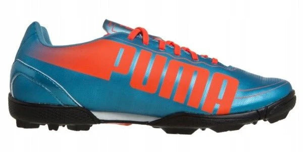 PUMA Kids evoSPEED 52 TT Jr Turf Football Boots Blue Fluro Peach