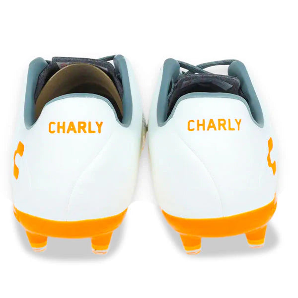 Charly Encore Firm Ground Soccer Cleats White Orange