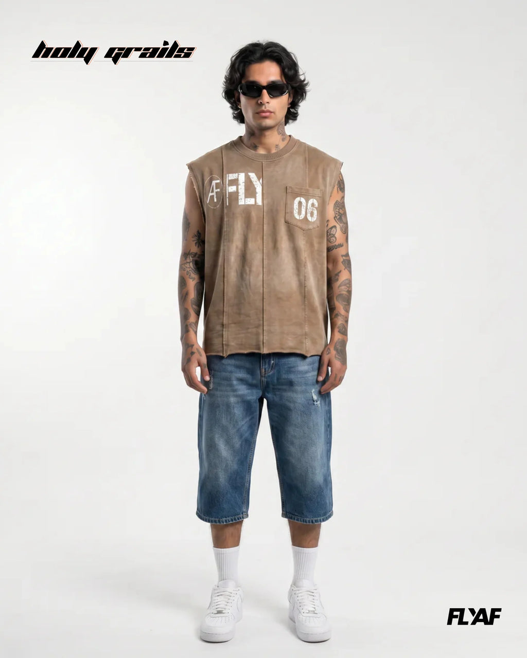AF FLY Distressed Beige Vest HG x FLYAF