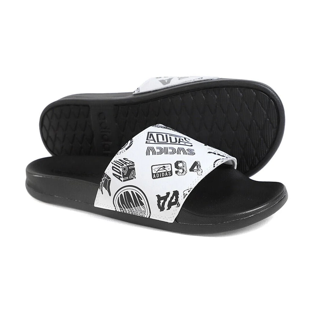 adidas Mens Adilette Comfort Slides White Black